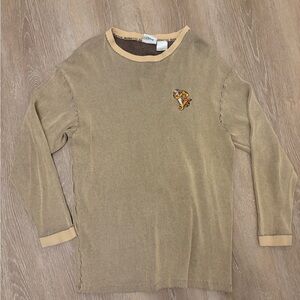 Vintage Walt Disney World Rib Trim Large Sweatshirt Tigger Embroidered Beige